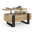 ID MARKET - Table basse plateau relevable rectangulaire convertible en table à manger PHOENIX 97,5 cm bois et noir - vignette
