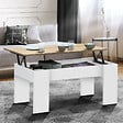 ID MARKET - Table basse plateau relevable rectangulaire TARA bois blanc et imitation hêtre - vignette
