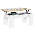 ID MARKET - Table basse plateau relevable rectangulaire TARA bois blanc et imitation hêtre - vignette
