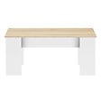 ID MARKET - Table basse plateau relevable rectangulaire TARA bois blanc et imitation hêtre - vignette