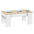 ID MARKET - Table basse plateau relevable rectangulaire TARA bois blanc et imitation hêtre - vignette