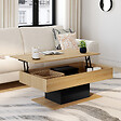 ID MARKET - Table basse plateau relevable rectangulaire EDEN bois et noir - vignette