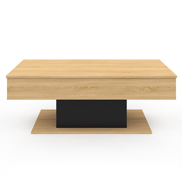 ID MARKET - Table basse plateau relevable rectangulaire EDEN bois et noir - large