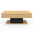 ID MARKET - Table basse plateau relevable rectangulaire EDEN bois et noir - vignette