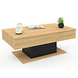 ID MARKET - Table basse plateau relevable rectangulaire EDEN bois et noir - vignette