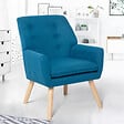 ID MARKET - Fauteuil scandinave NAT en tissu bleu canard - vignette