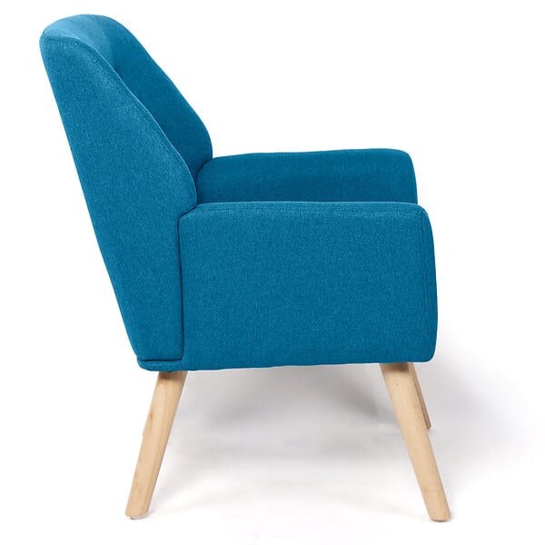 ID MARKET - Fauteuil scandinave NAT en tissu bleu canard - large