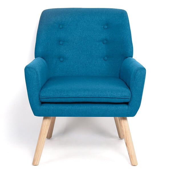 ID MARKET - Fauteuil scandinave NAT en tissu bleu canard - large