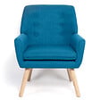 ID MARKET - Fauteuil scandinave NAT en tissu bleu canard - vignette