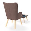 ID MARKET - Fauteuil scandinave IVAR avec repose pieds en tissu patchwork multicouleurs - vignette