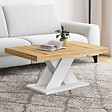 ID MARKET - Table basse ALICIA plateau bois et pied X blanc - vignette