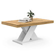 ID MARKET - Table basse ALICIA plateau bois et pied X blanc - vignette