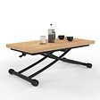 ID MARKET - Table basse 2 en 1 relevable en table à manger rectangulaire URBANA 100 cm bois et noir design industriel - vignette