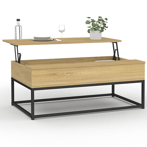 ID MARKET - Table basse plateau relevable rectangulaire DETROIT design industriel - large