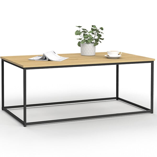 ID MARKET - Table basse rectangulaire DETROIT 113 cm design industriel bois et métal - large