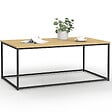ID MARKET - Table basse rectangulaire DETROIT 113 cm design industriel bois et métal - vignette