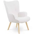 ID MARKET - Fauteuil scandinave IVAR en tissu bouclette blanc - vignette