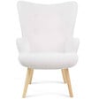 ID MARKET - Fauteuil scandinave IVAR en tissu bouclette blanc - vignette