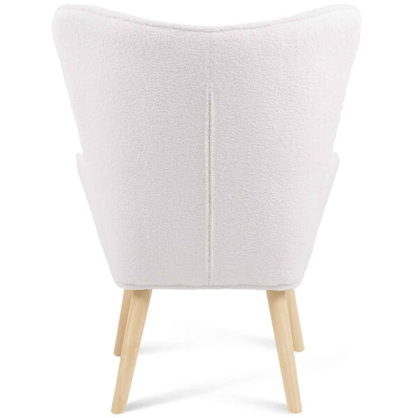 ID MARKET - Fauteuil scandinave IVAR en tissu bouclette blanc - large