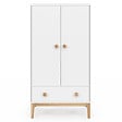 ID MARKET - Armoire enfant 2 portes JACOB avec tiroir blanc et bois - vignette