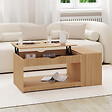 ID MARKET - Table basse plateau relevable rectangulaire JULIETTE avec coffre lattes tasseau bois coloris chêne - vignette