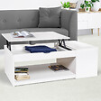 ID MARKET - Table basse plateau relevable rectangulaire ELEA avec coffre bois blanc - vignette