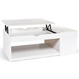 ID MARKET - Table basse plateau relevable rectangulaire ELEA avec coffre bois blanc - vignette
