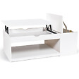 ID MARKET - Table basse plateau relevable rectangulaire ELEA avec coffre bois blanc - vignette