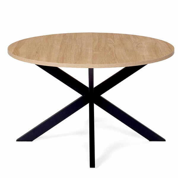 ID MARKET - Table basse ronde ALIX pied araignée 70 cm bois et noir - large