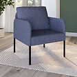 ID MARKET - Fauteuil AUGUSTE tissu bleu pieds métal noir - vignette
