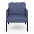 ID MARKET - Fauteuil AUGUSTE tissu bleu pieds métal noir - vignette
