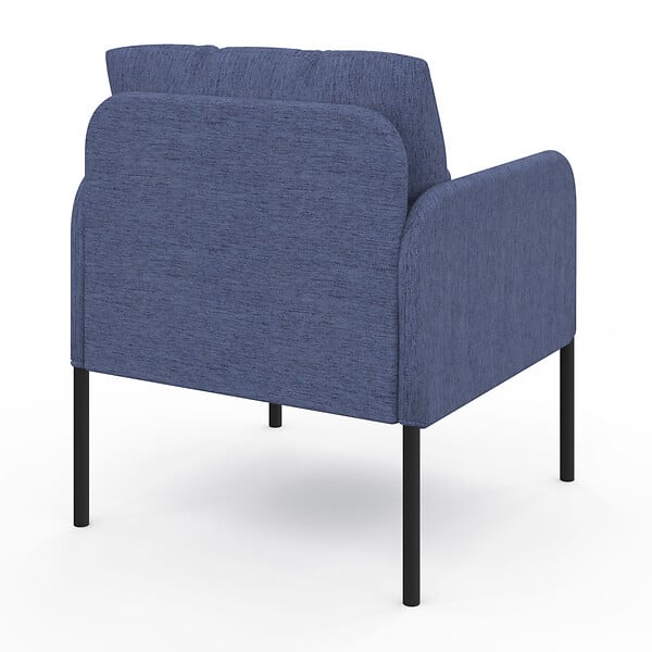 ID MARKET - Fauteuil AUGUSTE tissu bleu pieds métal noir - large