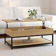 ID MARKET - Table basse plateau relevable rectangulaire DETROIT 100 cm et étagère inférieure design industriel - vignette