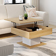 ID MARKET - Table basse plateau relevable EDEN carrée bois et blanc - vignette