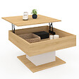 ID MARKET - Table basse plateau relevable EDEN carrée bois et blanc - vignette