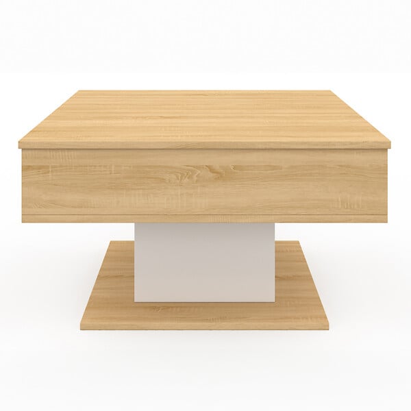 ID MARKET - Table basse plateau relevable EDEN carrée bois et blanc - large