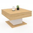 ID MARKET - Table basse plateau relevable EDEN carrée bois et blanc - vignette