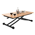 ID MARKET - Table basse fixe relevable en table à manger rectangulaire URBANA 100 cm bois et noir design industriel - vignette