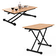 ID MARKET - Table basse fixe relevable en table à manger rectangulaire URBANA 100 cm bois et noir design industriel - vignette