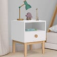 ID MARKET - Table de chevet enfant JACOB 1 tiroir + 1 niche blanc et bois - vignette