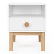 ID MARKET - Table de chevet enfant JACOB 1 tiroir + 1 niche blanc et bois - vignette