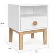 ID MARKET - Table de chevet enfant JACOB 1 tiroir + 1 niche blanc et bois - vignette