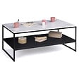 ID MARKET - Table basse ALASKA double plateau effet marbre et noir pieds métal - vignette
