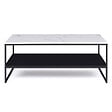 ID MARKET - Table basse ALASKA double plateau effet marbre et noir pieds métal - vignette