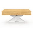 ID MARKET - Table basse rectangulaire plateau relevable ALICIA bois et pied blanc - vignette