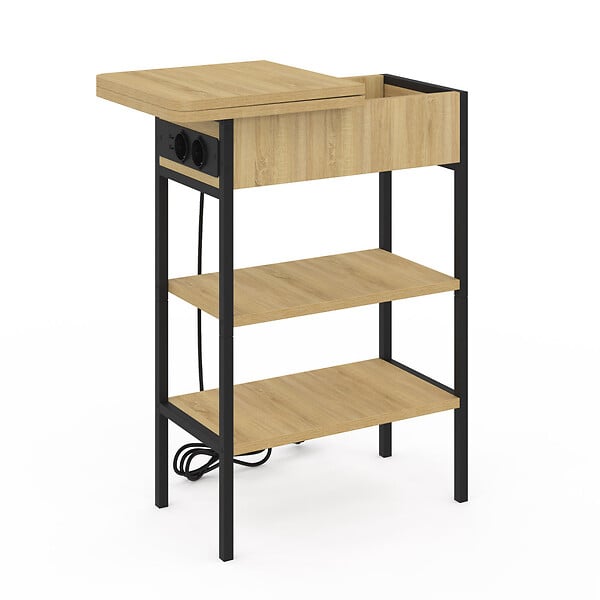 ID MARKET - Table d'appoint - chevet avec multiprise DETROIT design industriel - large