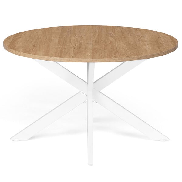 ID MARKET - Table basse ronde ALIX pied araignée 70 cm bois et blanc - large