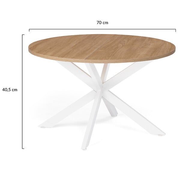 ID MARKET - Table basse ronde ALIX pied araignée 70 cm bois et blanc - large