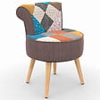 ID MARKET - Fauteuil CRAPAUD en tissu patchwork multicouleurs - vignette