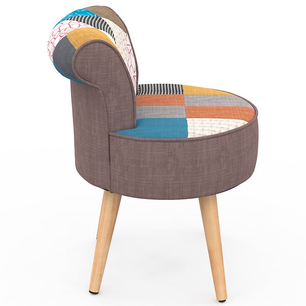 ID MARKET - Fauteuil CRAPAUD en tissu patchwork multicouleurs - large
